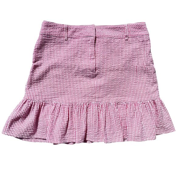 Sam TY Seersucker Ruffle Hem Pink White Stripped Skirt - Size 8 - Picture 2 of 9